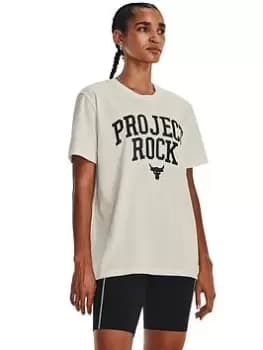 Under Armour Project Rock Hwt Campus T - Off White, Off White Size M Women