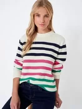 Crew Clothing Terrie Stripe Jumper - White, Size 10, Women