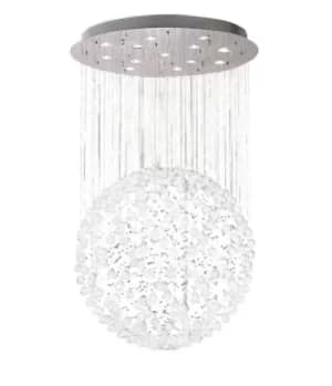 Colorado Ceiling Cluster Pendant Large Sphere 13 Light Polished Chrome, Crystal