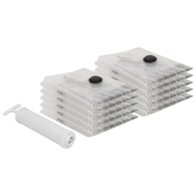 Harbour Housewares 10X Vacuum Storage Bags & Pump Set - M (50 X 70Cm) - Reusable Clothes Space Saver Organiser Zip Lock Bag