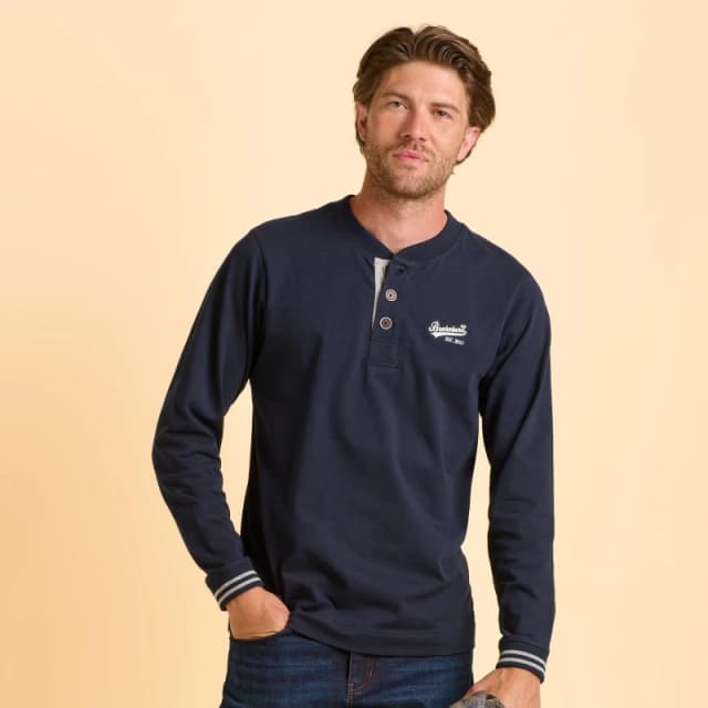 Brakeburn Brakeburn Men Cheddleton Long Sleeve T-Shirt in Blue Size: X-Large Blue XL Male 5052414966125