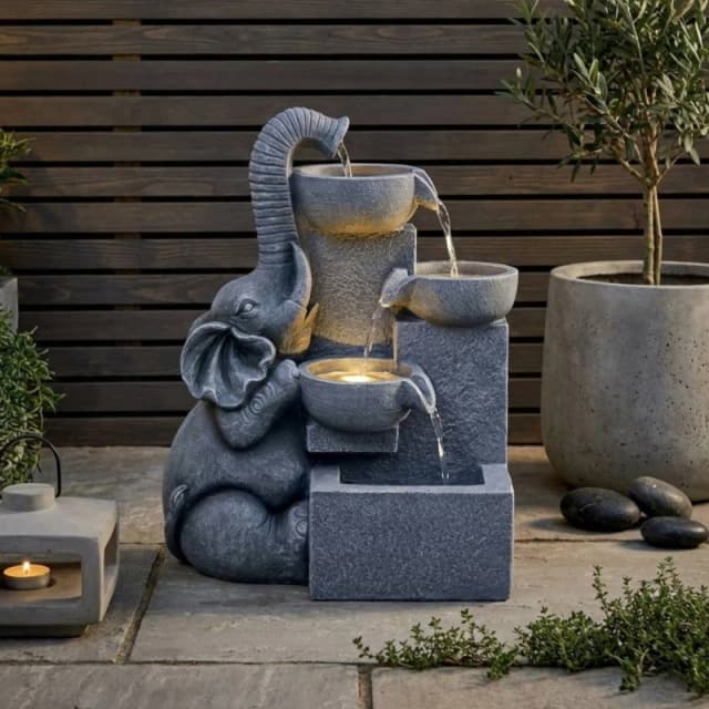 Garden Greatness Lunaria Mains Elephant Water Feature in Grey Size: 1 Pack Grey Unisex 1 Pack