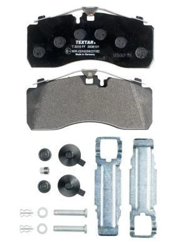 TEXTAR 2936101 Brake pad set prepared for wear warning indicator, with accessories Brake Pad Set,disc brake (402)