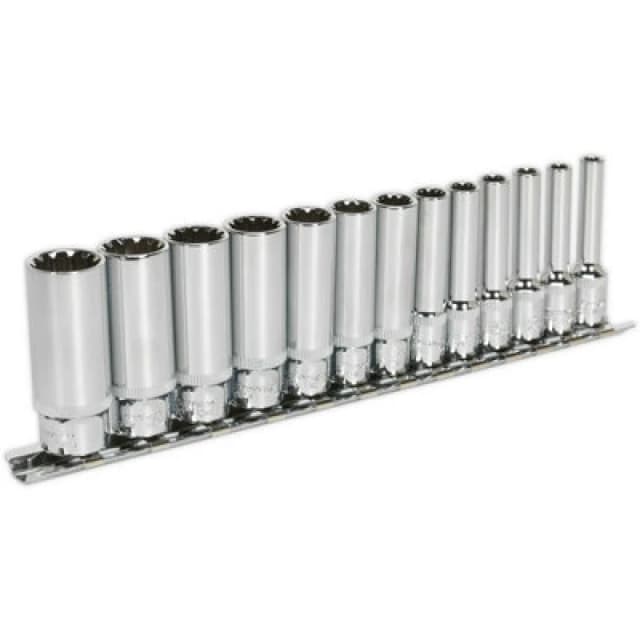 Loops 13pc UNIVERSAL DEEP Metric Socket Set - 1/4" Sq TOTAL DRIVE Fits Most Fasteners Multi
