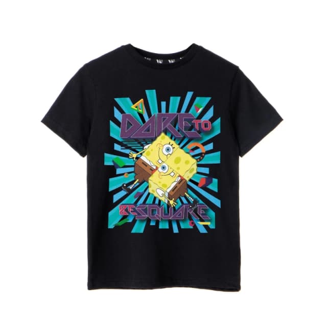 (13-14 Years) SpongeBob SquarePants Short Sleeved T-Shirt (Boys Black)