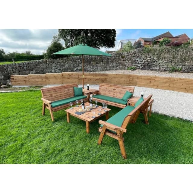 Charles Taylor Nine Seater Deluxe Garden Furniture Set - L240xW284xH98cm - Green in Light Brown Light Brown Unisex