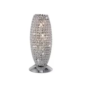Kos Table Lamp 3 Light Polished Chrome, Crystal