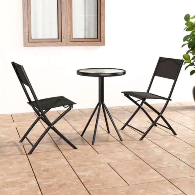 VIDAXL 3 Piece Bistro Set Steel Black Vidaxl 8720286849910