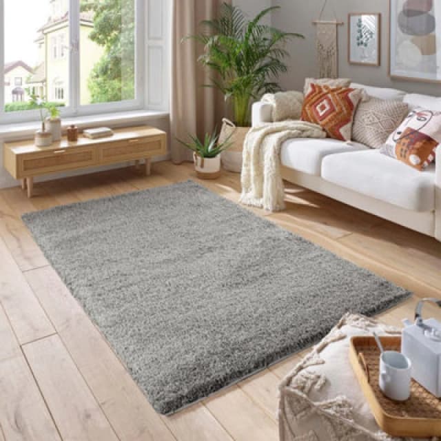Smart Living Smart Living Soft Fluffy 5cm Thick Pile Shaggy Area Rugs for Living Room, Bedroom in Silver Size: 60cm x 220cm Silver 60cm x 220cm Unis