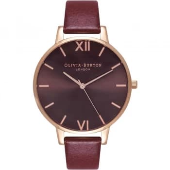 Ladies Olivia Burton Chocolate Dial Burgundy & Rose Gold Watch
