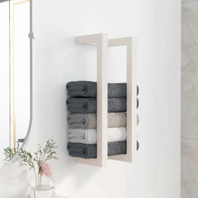 vidaXL Towel Rack White 23X18X60Cm Solid Wood Pine L, White 822393