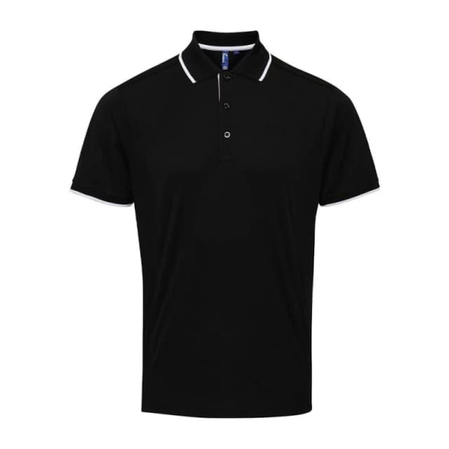 Premier Premier Men Coolchecker Contrast Pique Polo Shirt in Black Size: Small Black S Male 5063470758500