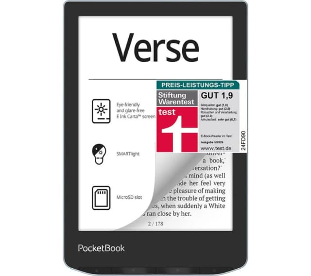 PocketBOOK Verse 6" eReader - 8GB, Grey, Silver/Grey 7640152097041