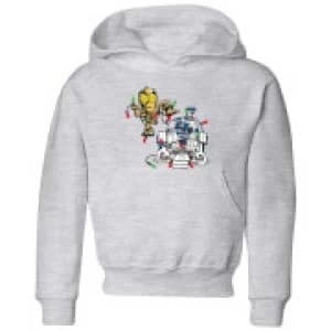 Star Wars Tangled Fairy Lights Droids Kids Christmas Hoodie - Grey - 11-12 Years