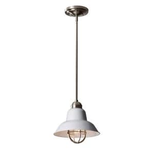 1 Light Dome Ceiling Pendant Brushed Steel, E27