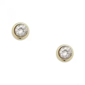 Ladies Fossil Gold Plated Round Stud Earrings