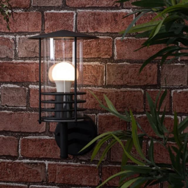 ValueLights Dorset IP44 Black Outdoor Wall Lantern with 6w LED Bulb Black