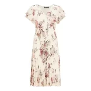 Mela London Ivory Wrap Pleated Midi Dress - Cream