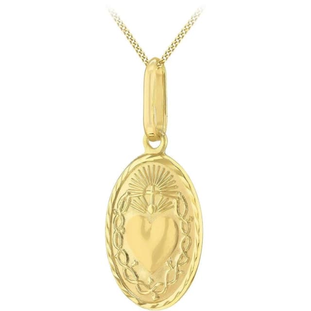 Be You 9ct Gold Sacred Heart Oval Necklace Yellow Gold unisex 18in