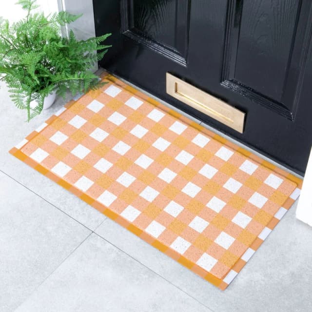 Native Natural Orange Gingham Doormat (70 X 40Cm)