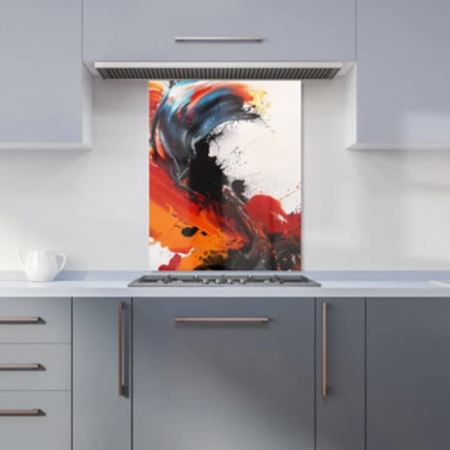 Warren Reed Designer Fiery Waves: Abstract Motion Kitchen Splashback