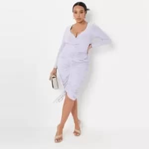 Missguided Slinky Ruched Midi Dress - Purple