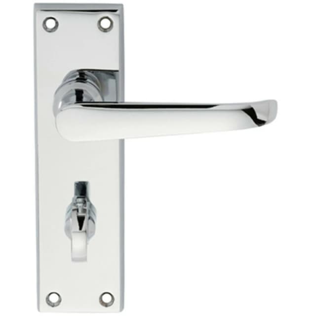 Loops PAIR Straight Victorian Lever on Bathroom Backplate 150 x 42mm Polished Chrome Multi