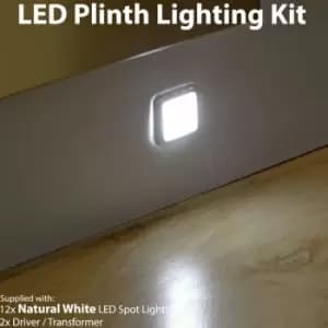 Square LED Plinth Light Kit 12 natural white Spotlights Kitchen Bathroom Panel