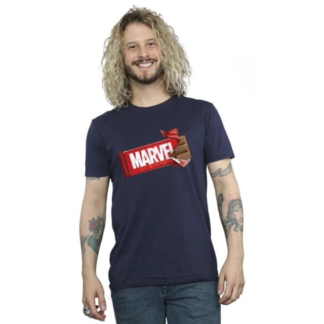 Marvel Men Marvel Chocolate T-Shirt in Navy Size: Small Navy S Male 5059934338548