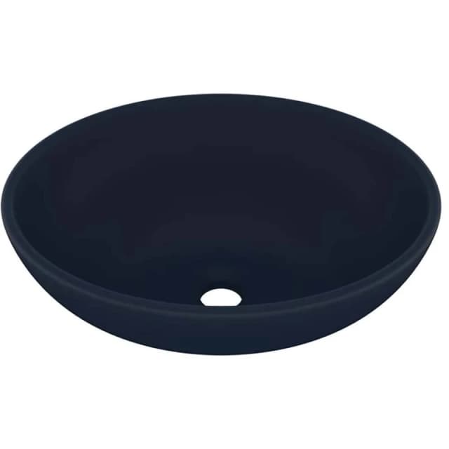 VIDAXL Luxury Basin Oval-shaped Matt Dark Blue 40x33cm Ceramic Vidaxl 8720286036297