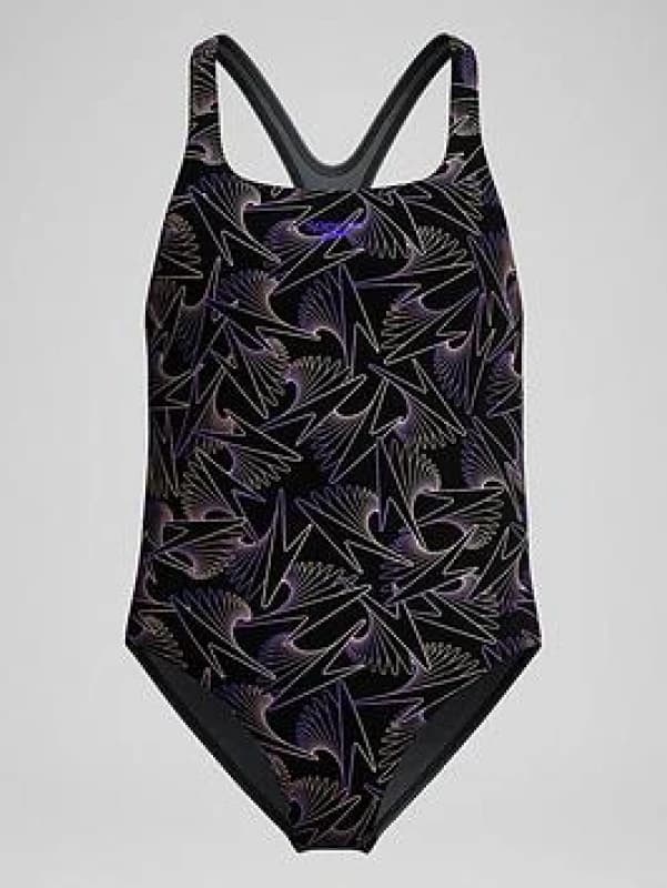 Speedo Girl's Hyperboom Allover Medalist Swimsuit Quick Drying Fitness Chlorine Resistant Swimsuit (Pack of 1) 5-6 Years Bright Peach