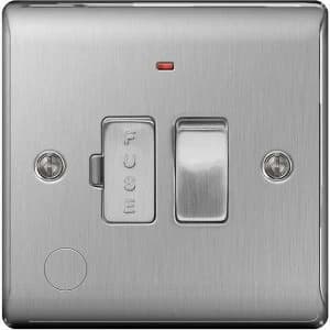BG Nexus Metal Brushed Steel Fused Spur with Power Indicator Switch and Cable Outlet 13A - NBS53