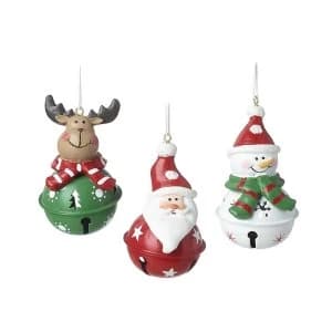 Deer Santa & Snowman Bell Tree Decor (Set of 3)