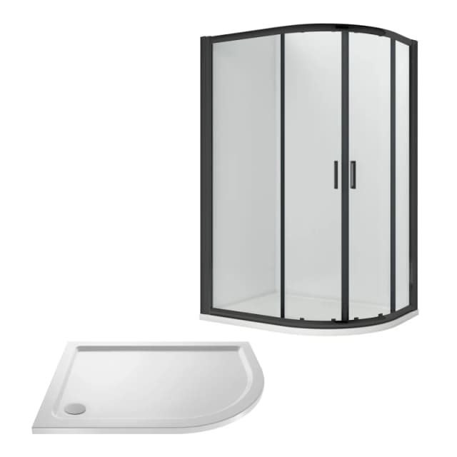 Balterley Ruwa Offset RH Quadrant: Door, Panel, Tray, 1200 x 800 mm Black/White in Black Unisex
