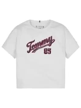 Tommy Hilfiger Girls Tommy Sequins Tee - White, Size Age: 4 Years, Women