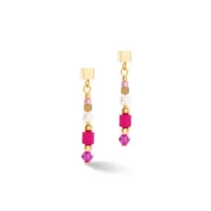 Square Stripes Magenta-Gold Earrings 4355/21-0416