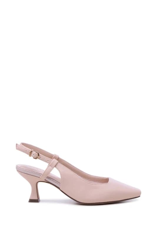 Paradox London Womens 'Fervora' Wide Fit Mid Heel Chisel Toe Sling Backs in Nude Size: 4E Nude Female 4E