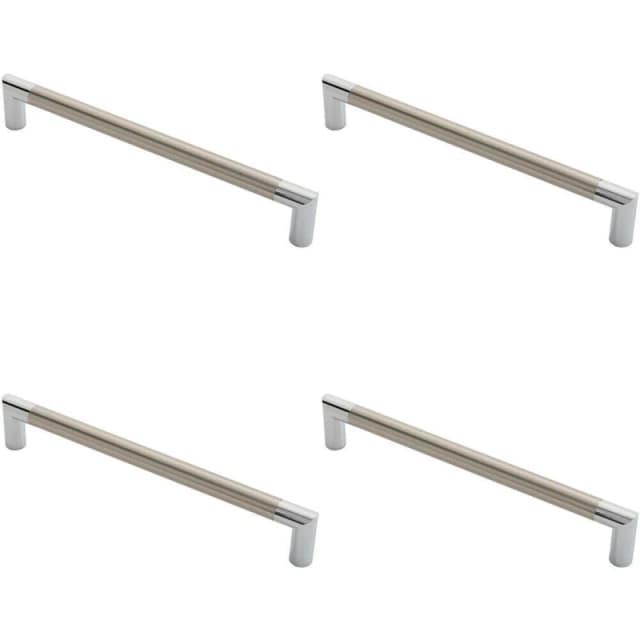 Loops 4x Larged Round Bar Mitred Door Handle 325 x 19mm Polished Chrome Satin Nickel Metallics