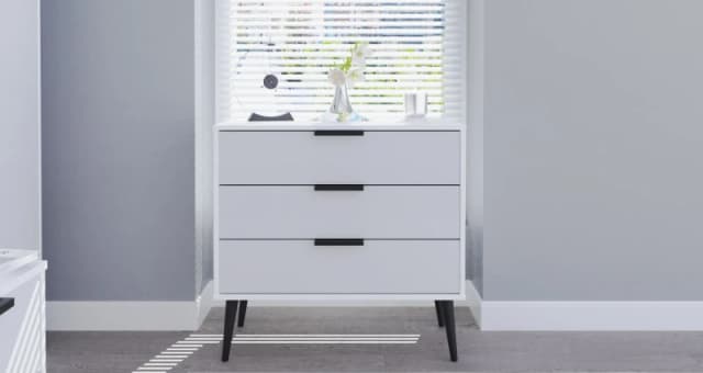 Ready Assembled 2 U Fuji 3 Drawer Chest (Ready Assembled) in Mid Grey Mid Grey Unisex