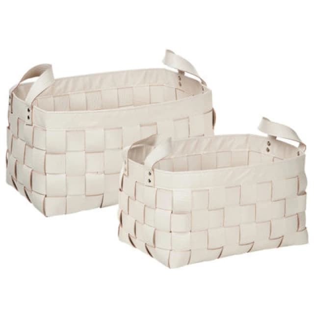 Beliani Set Of 2 Baskets Sippar Faux Leather Beige