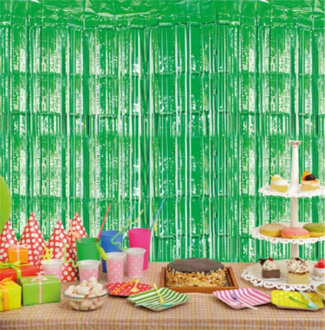 CHEETAHL Green Foil Fringe Shimmer Tinsel Curtain Party Event Backdrop 1m Wide x 2.5m Drop ELV-133468