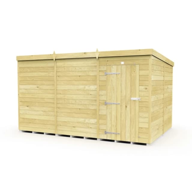 Buttercup Farm 12 x 8 Feet Pent Shed - Single Door W/O Window - L231 x W358 x H201cm in Brown Brown Unisex
