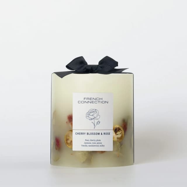 French Connection Cherry Blossom & Rose Candle, 660g, White Floral