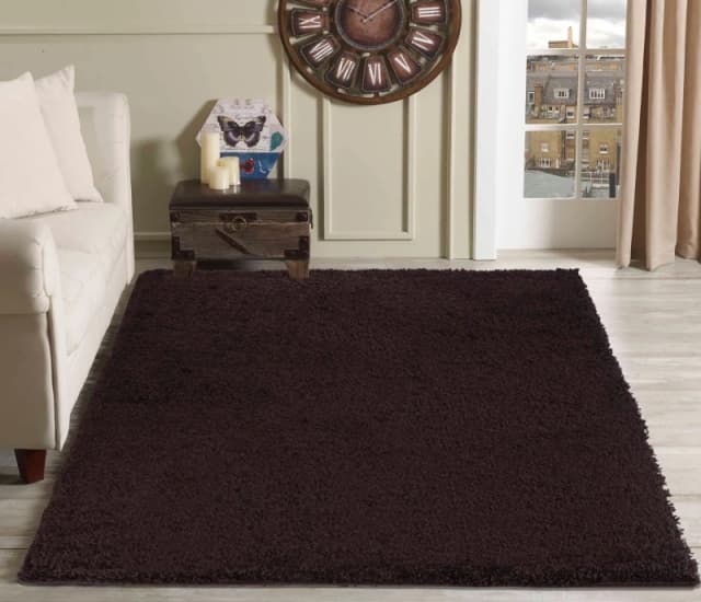 Desire Rugs Plain Living Room Shaggy Area Rugs Brown 160X230 Cm