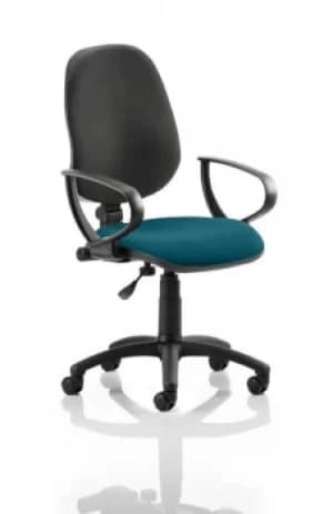 Eclipse I Lever Task Operator Chair Black Back Bespoke Seat With Loop Arms In Teal