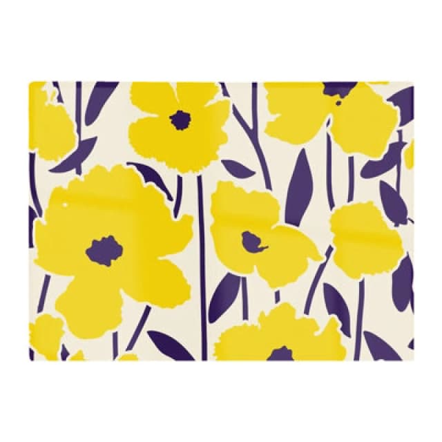 Warren Reed Designer Vintage Tropical Flowers Glass Chopping Board