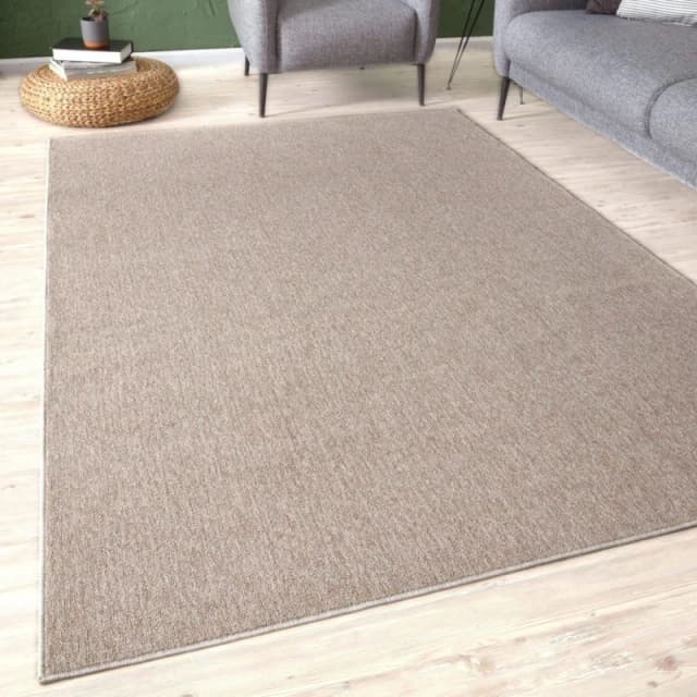 THE RUGS Flex Collection Solid Design Low Pile Living Room Rugs in Beige 1000BE Size: 140cm x 200cm Beige Unisex 140cm x 200 cm