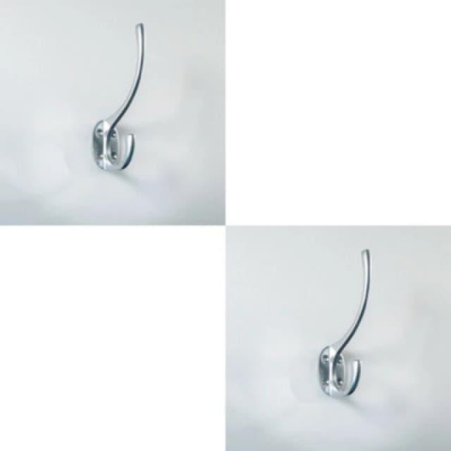 Loops 2x Victorian Hat & Coat Hook on Oval Backplate 64mm Projection Satin Chrome Multi