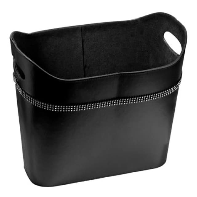 Premier Housewares Diamante Black Faux Leather Rounded Storage Box Black