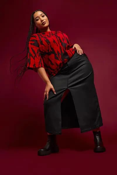 Yours Animal Print T-Shirt Red